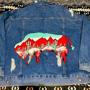 Womens plus hand painted jacket